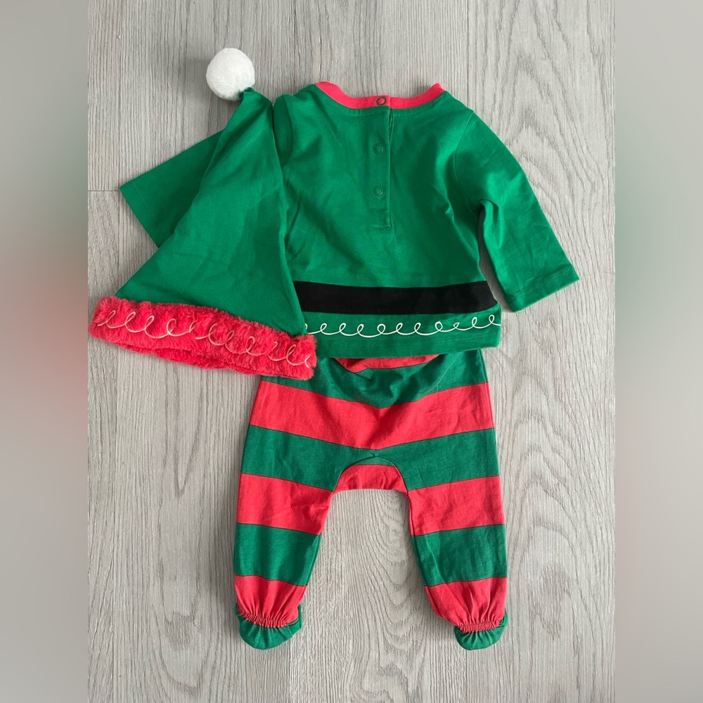 NEW Walt Disney Parks Infant &‎ Toddler Mickey Mouse Elf Pajamas w/ Ears Hat - Picture 4 of 12